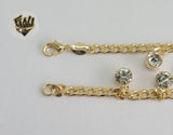 (1-0513) Gold Laminate - 3.5mm Cuban Bracelets w/Charms - BGF - Fantasy World Jewelry