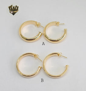 (1-2982) Gold Laminate - Plain Post Half Hoops - BGF - Fantasy World Jewelry