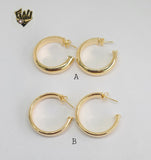 (1-2982) Gold Laminate - Plain Post Half Hoops - BGF - Fantasy World Jewelry