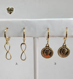 (1-2701) Gold Laminate - Hoops with Charms - BGF - Fantasy World Jewelry