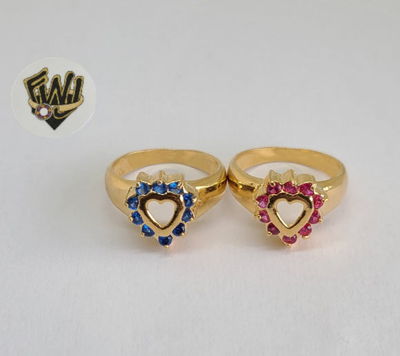 (1-3111-1) Gold Laminate-Heart w/Crystals Ring- BGO - Fantasy World Jewelry