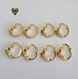 (1-2671-A) Gold Laminate - Colorful Crystals Hoops - BGO - Fantasy World Jewelry