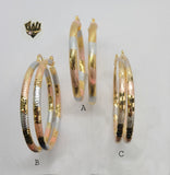 (1-2777) Gold Laminate - Three Tone Hoops - BGO - Fantasy World Jewelry