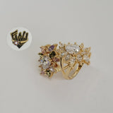 (1-3126-1) Gold Laminate -  CZ Flower Ring - BGO - Fantasy World Jewelry