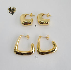 (1-2757) Gold Laminate - Half Hoops Earrings - BGO - Fantasy World Jewelry