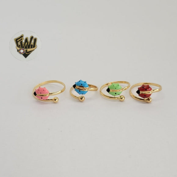 (1-3120-1D) Gold Laminate -Adjustable Ladybug Toe/Child Ring - BGF - Fantasy World Jewelry