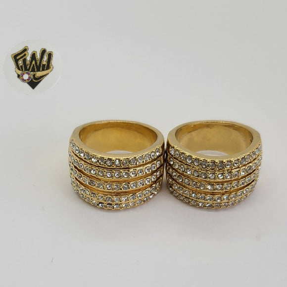 (1-3132) Gold Laminate - Triple Zircon Ring - BGO - Fantasy World Jewelry