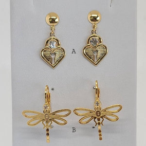 (1-1134) Gold Laminate Earrings - BGF - Fantasy World Jewelry
