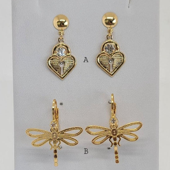 (1-1134) Gold Laminate Earrings - BGF - Fantasy World Jewelry