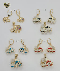 (1-6430) Gold Laminate - Elephant Set - BGO - Fantasy World Jewelry