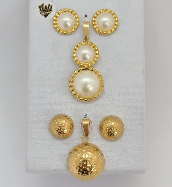 (4-9093) Stainless Steel - Balls Woman Set. - Fantasy World Jewelry