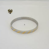 (4-5029) Stainless Steel - 6mm Two Tones Bangle. - Fantasy World Jewelry