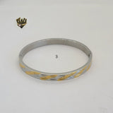(4-5029) Stainless Steel - 6mm Two Tones Bangle. - Fantasy World Jewelry