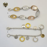 (4-4214) Stainless Steel - Alternative Two Tone Bracelet - 8" - Fantasy World Jewelry