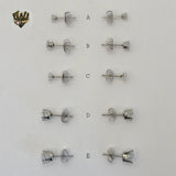 (4-2189) Stainless Steel - Zircon Stud Earrings. - Fantasy World Jewelry