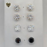 (4-2194) Stainless Steel - Zircon Stud Earrings. - Fantasy World Jewelry