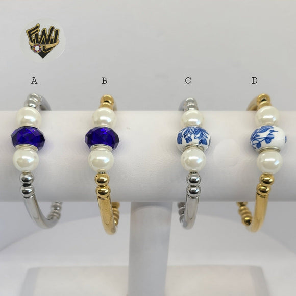 (MBRA-06) Stainless Steel - Pearls Bracelet - Fantasy World Jewelry
