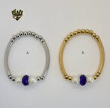 (MBRA-06) Stainless Steel - Pearls Bracelet - Fantasy World Jewelry