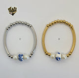 (MBRA-06) Stainless Steel - Pearls Bracelet - Fantasy World Jewelry