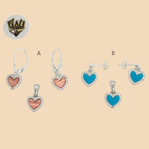 (2-6365) 925 Sterling Silver - Zircon Hearts Set. - Fantasy World Jewelry