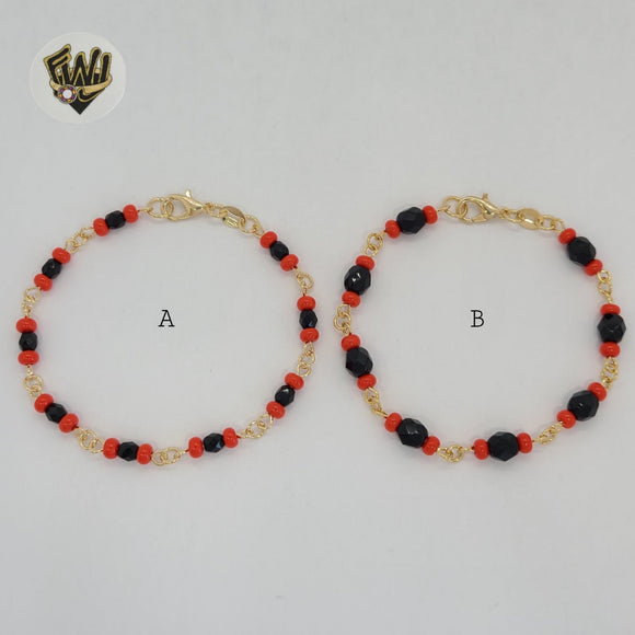 (1-0687) Gold Laminate Bracelet - Azabache Bracelet - BGF - Fantasy World Jewelry