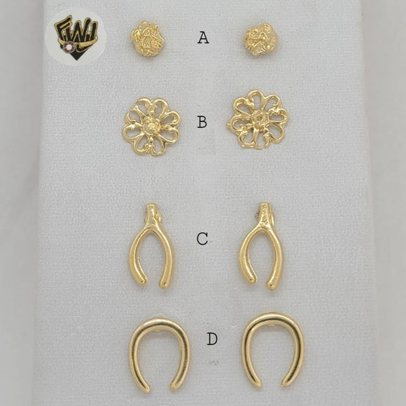 (1-1124) Gold Laminate - Studs Earrings - BGF - Fantasy World Jewelry