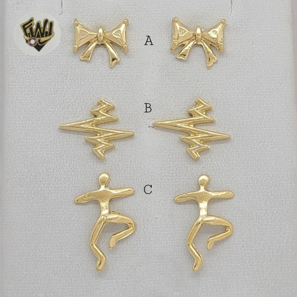(1-1127) Gold Laminate - Studs Earrings - BGF - Fantasy World Jewelry