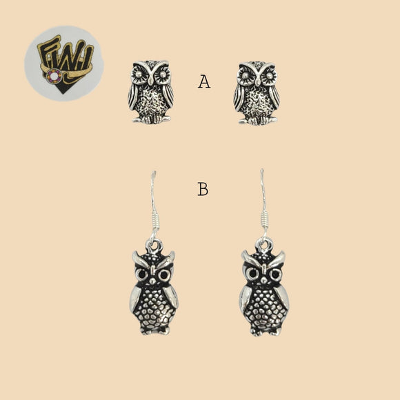 (2-3267) 925 Sterling Silver - Owl Earrings. - Fantasy World Jewelry