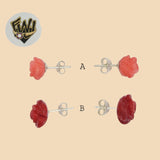 (2-3284) 925 Sterling Silver - Rose Stud Earrings. - Fantasy World Jewelry