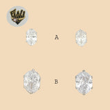 (2-3041) 925 Sterling Silver - Oval Zircon Stud Earrings. - Fantasy World Jewelry