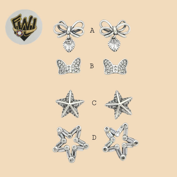 (2-3111) 925 Sterling Silver -Zircon Stud Earrings. - Fantasy World Jewelry