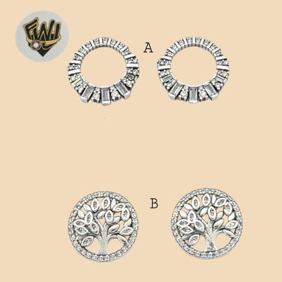 (2-3134) 925 Sterling Silver - Circle Stud Earrings. - Fantasy World Jewelry
