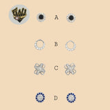 (2-3049) 925 Sterling Silver - Tiny Zircon Stud Earrings. - Fantasy World Jewelry