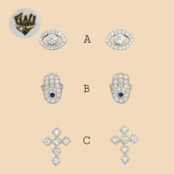 (2-3049) 925 Sterling Silver - Zircon Stud Earrings. - Fantasy World Jewelry