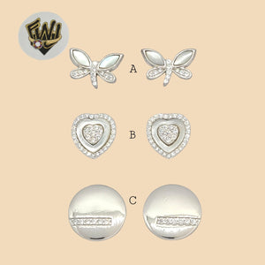 (2-3164) 925 Sterling Silver - Zircon Stud Earrings. - Fantasy World Jewelry