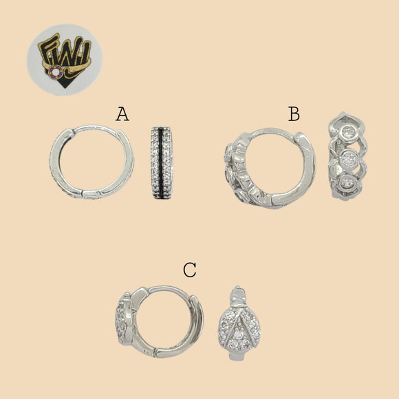 (2-4323) 925 Sterling Silver - Zircon Hoops. - Fantasy World Jewelry