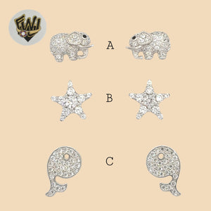 (2-3086) 925 Sterling Silver - Animal Zircon Stud Earrings. - Fantasy World Jewelry