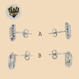 (2-3144) 925 Sterling Silver - Multicolor Zircon Stud Earrings. - Fantasy World Jewelry