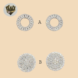 (2-3110) 925 Sterling Silver - Circle Zircon Stud Earrings. - Fantasy World Jewelry