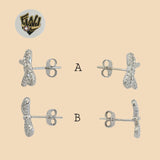 (2-3131) 925 Sterling Silver - Zircon Bow Stud Earrings. - Fantasy World Jewelry
