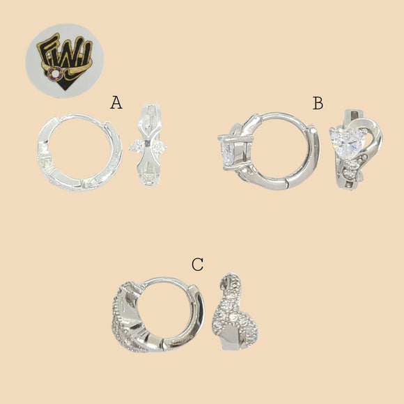 (2-4192) 925 Sterling Silver - Zircon Hoops. - Fantasy World Jewelry