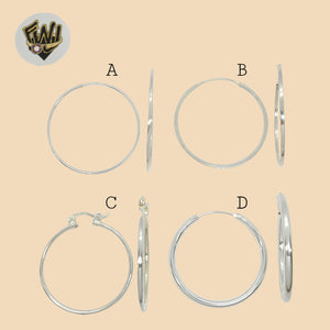 (2-4006) 925 Sterling Silver - Plain Hoops. - Fantasy World Jewelry
