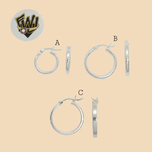 (2-4021) 925 Sterling Silver - Plain Hoops. - Fantasy World Jewelry