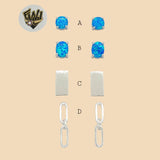(2-3077) 925 Sterling Silver - Stud Earrings. - Fantasy World Jewelry