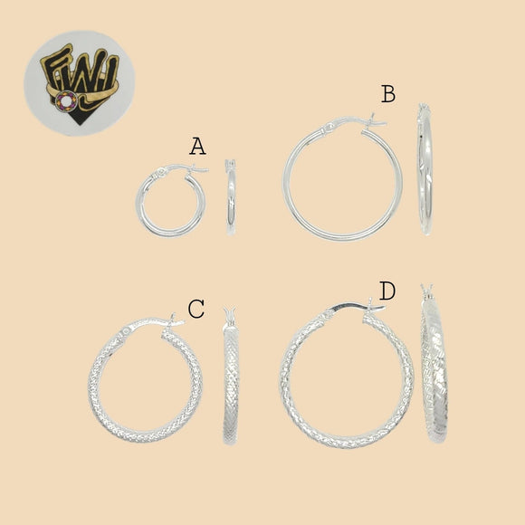 (2-4046) 925 Sterling Silver - Round Hoops. - Fantasy World Jewelry