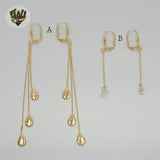 (1-1233) Gold Laminate - Long Earrings - BGF - Fantasy World Jewelry