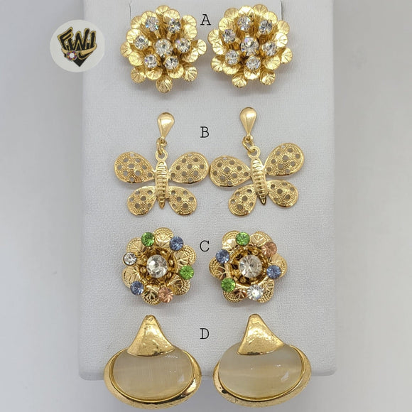 (1-1195) Gold Laminate - Studs Earrings - BGF - Fantasy World Jewelry