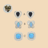 (2-3095) 925 Sterling Silver - Stud Earrings. - Fantasy World Jewelry