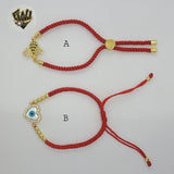(1-60099) - Gold Plated Red String Bracelet (CZ Stone) - Fantasy World Jewelry