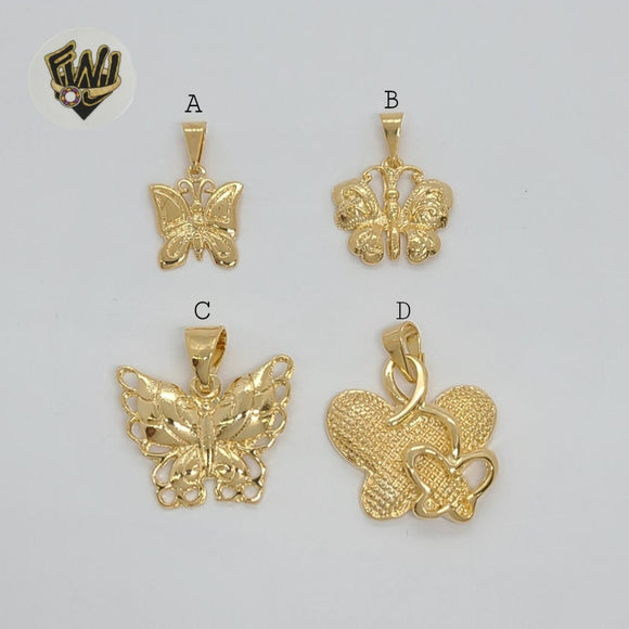 (1-2433) Gold Laminate - Butterflies Pendants - BGF